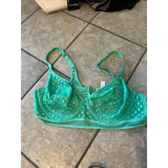 Adore Me 42D Bra Lot of 2 – Black Sheer Mesh Strappy + Green Lace Underwire NWOT - Picture 4 of 5